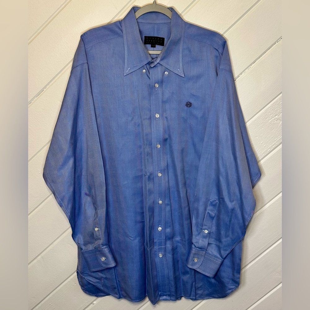 Robert Talbott Best of Class Button Down L/S Shirt, Blue, 18.5-36, Monogrammed